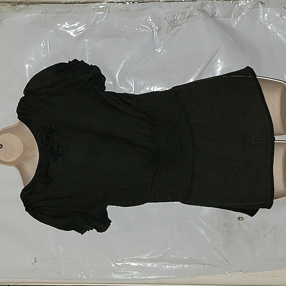 MAURICE'S Sheer Black Ruffled Button Front Short Sleeve Sexy Blouse M Formal - Picture 4 of 6